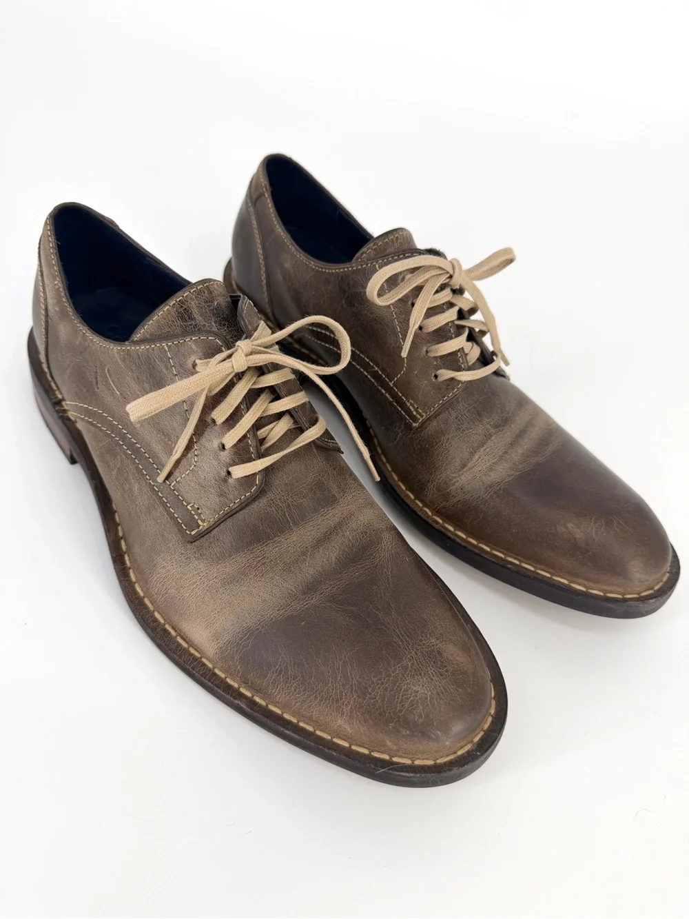 Cole Haan AIR Stratton Distressed Brown Leather Oxford Rugged Lace Up US 8.5M
